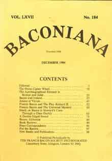 Baconiana 5 issues bundle (second hand)